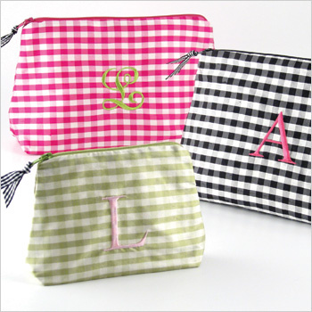 personalized gingham cosmetic bag - large